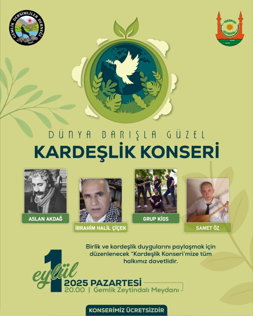 1 Eylül Dünya Barış Günü’nde Gemlik’te Halk Konseri