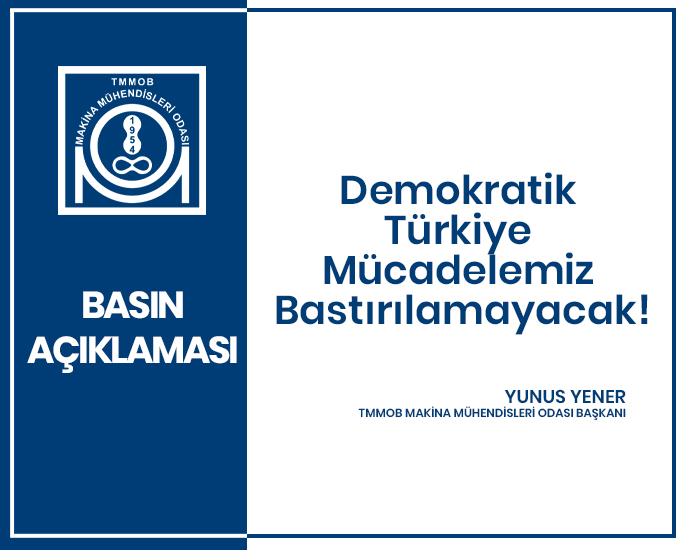 TMMOB Makina Mühendisleri Odası Başkanı Yunus Yener, 12 Eylül 1980 darbesinin 45. yılı nedeniyle bir basın açıklaması yaptı.