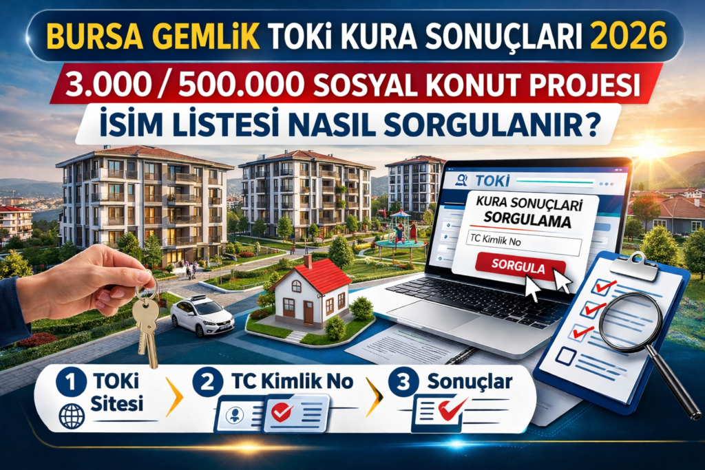 Gemlik TOKİ kura sonuçları 2026: 3.000/500.000 Sosyal Konut Projesi isim listesi nasıl sorgulanır?