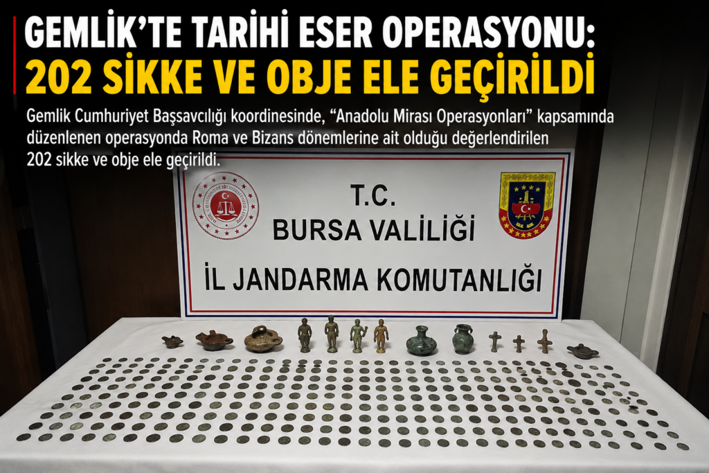 Gemlik’te tarihi eser operasyonu: 202 sikke ve obje ele geçirildi